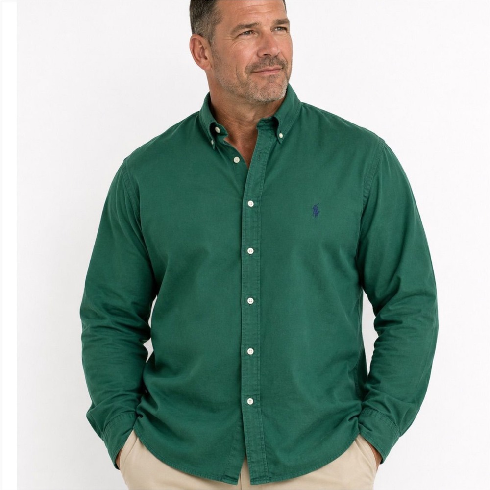 Polo Ralph Lauren Mens Green Button Down Shirt 2XB Big & Tall NWT Classic